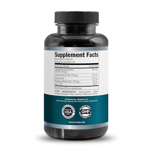 VITASEI Happy Flora, Probiotic Supplement 170 Billion CFU for a Healthy Gut Health with enzymes for Digestion, probiotics for Women and Men, 1 Bottle - 60 Capsules VITASEI Au supplements