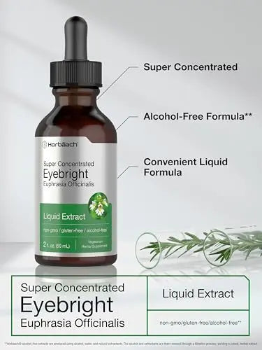 Eyebright Herb Supplement | 2 fl oz | Alcohol Free Drops | Super Concentrated Liquid Horbäach Au supplements