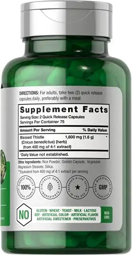Blessed Thistle Capsules 1600 mg | 150 Count | Max Potency | Non-GMO, Gluten Free Horbäach Au supplements