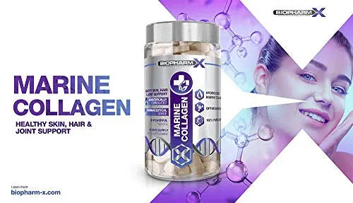 Marine Collagen 1000mg Tablets + Vitamin C (2 Month Supply / 60 High Strength Capsules) Biopharm-X Au supplements