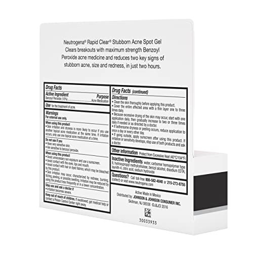 Neutrogena Rapid Clear Stubborn Acne Spot Treatment Gel, Maximum Strength 10% Benzoyl Per-oxide