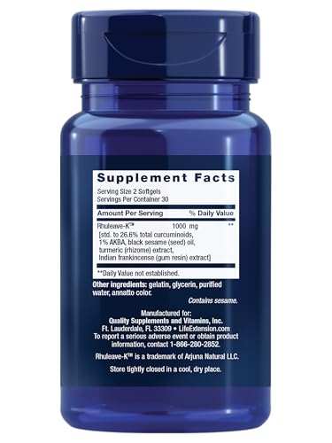Life Extension Fast Acting Relief, Black Sesame Seeds, Turmeric, Boswellia, Joint Support Supplement, Quick Relief for discomfort in Bones, Joints & Muscles, Gluten-Free, Non-GMO, 60 softgels Life Extension Au supplements