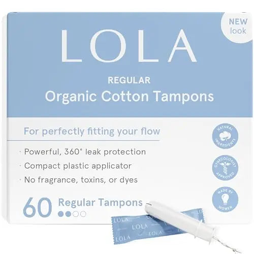 LOLA Organic Cotton Tampons, 60 Count - Tampons Regular, Period Feminine Hygiene Products LOLA Au supplements