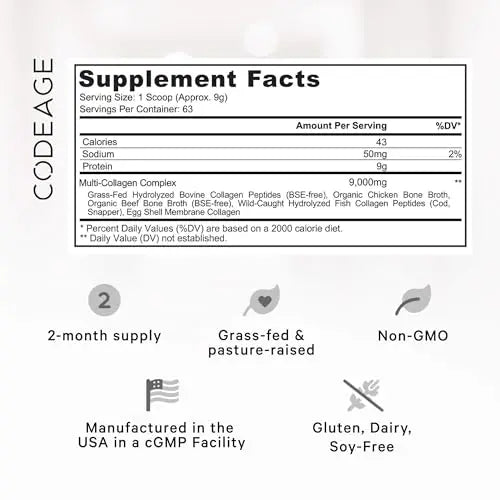 Code Age Multi-Collagen Protein Powder Hydrolyzed 20Oz All-in-One Super Bone Broth Codeage Au supplements