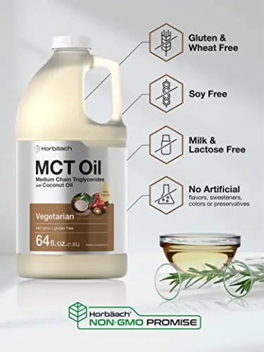 MCT Oil 64 oz | 100% Pure | Blends with Coffee, Tea, Juice and Liquids | Value Size Unflavo Horbäach Au supplements