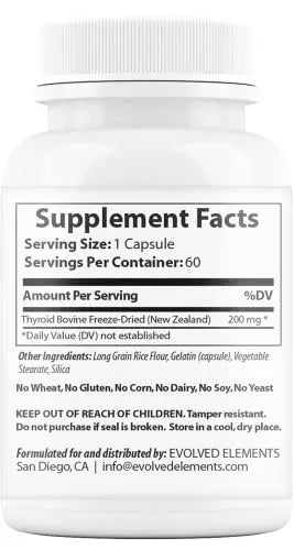 Evolved Elements Raw Grass-Fed Desiccated Bovine Thyroid - Thyroid Support for Women Evolved Elements Au supplements