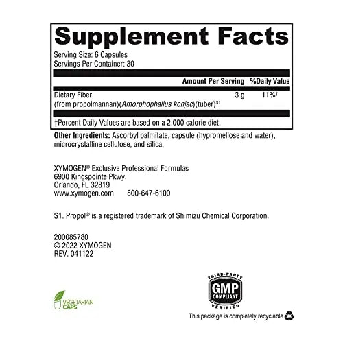 XYMOGEN OptiFiber Lean Fiber Supplement - 100% Natural and Soluble Propolmannan Fiber XYMOGEN Au supplements