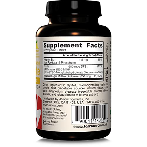 Jarrow Formulas Methyl B-12 & Methyl Folate, Bioactive Vitamin B9 & Vitamin B12 Supplement, Supports Cellular Energy Production, Healthy Brain Function & Metabolism
