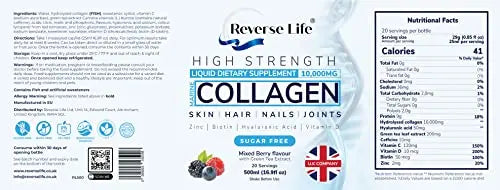 Reverse Life Marine Collagen + Green Tea Liquid Supplement Drink High-Strength 10,000mg Hydrolysed Reverse Life Au supplements