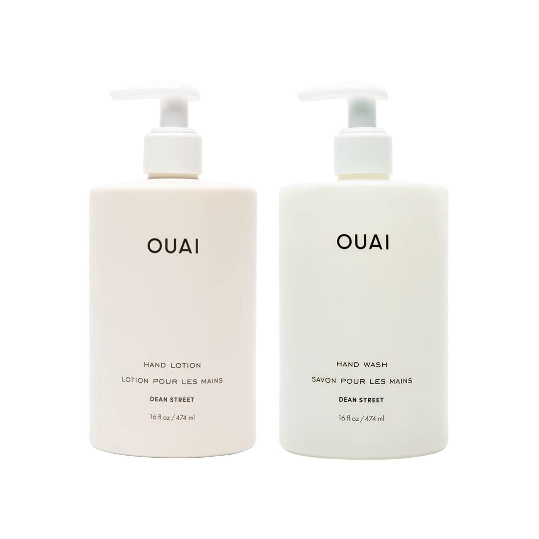 OUAI Hand Wash and Hand Lotion Set, Dean Street Scent - Moisturizes and Exfoliates with Daily Use - Made with Jojoba Esters, Avocado & Rosehip Oils (16 Fl Oz Each) OUAI Au supplements