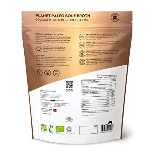 Planet Paleo Organic Bone Broth - Cooling Herbs (450g, 50 Servings) Organic, Grass Fed, High Protein Planet Paleo Au supplements