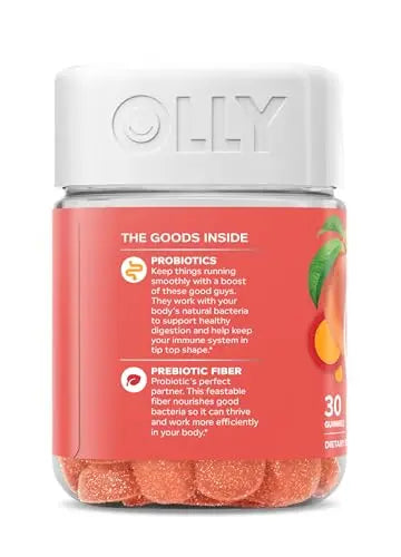OLLY Probiotic + Prebiotic Gummy, Digestive Support and Gut Health, 500 Million CFUs, Fiber, Adult Chewable Supplement OLLY Au supplements