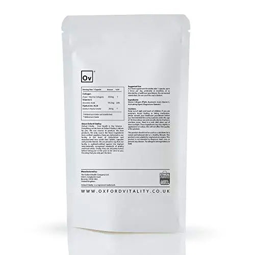 Collagen 450mg, Vitamin C 19.2mg, Hyaluronic Acid 30mg Capsules | Bones & Skin Ov OXFORD VITALITY Au supplements