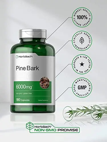 Pine Bark Extract | 6000 mg | 180 Capsules | Standardized to Contain 380 mg Proanthocyan Horbäach Au supplements