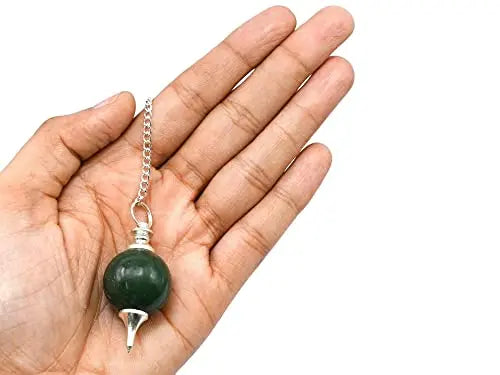 Green Aventurine Crystal Ball Pendulum for Divination - Dowsing Pendulum Necklace with Chain Amazing Gemstone Au supplements