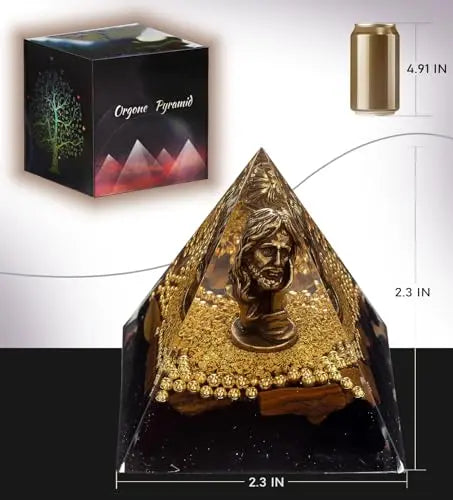 FENGSHUI-CAISHEN Mini Jesus Figurine in Healing Crystal Orgone Pyramid - Obsidian Tiger's Eye FENGSHUI-CAISHEN Au supplements