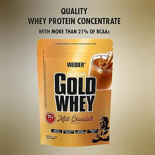 Weider Gold Whey (500g) Milk Chocolate Flavour. Ultrafiltrated Proteins from 100% Whey Protein Weider Au supplements