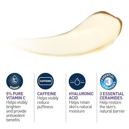 CeraVe Skin Renewing Vitamin C Eye Cream, Vitamin C, Hyaluronic Acid, Ceramides & Caffeine, Under Eye Cream For Dark Circles and Puffiness