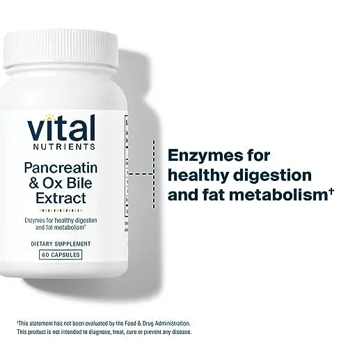 Vital Nutrients Pancreatin and Ox Bile Extract | Natural Digestive Enzyme Vital Nutrients Au supplements