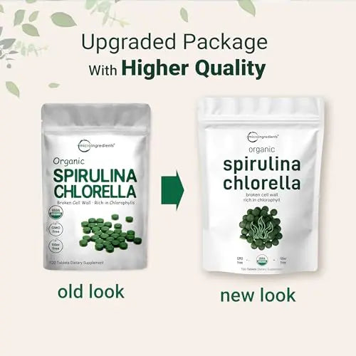 Organic Chlorella Spirulina Tablets, 3000mg Per Serving, 720 Counts, 4 Months Supply Micro Ingredients Au supplements