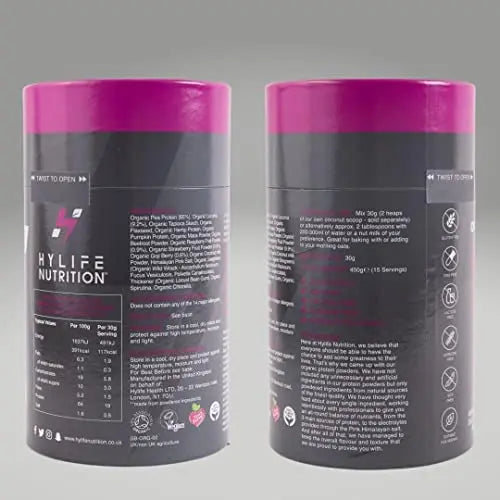 Hylife Nutrition - Organic Protein Powder - Mixed Berry Vegan Protein Powder (450g - 15 Servings) Hylife Nutrition Au supplements