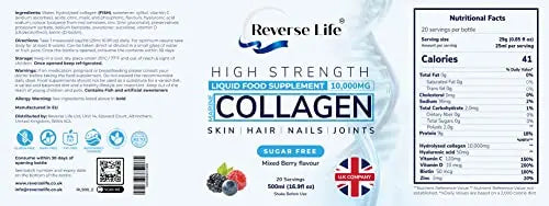 Reverse Life Marine Collagen Liquid Supplement Drink - High-Strength 10,000mg Hydrolysed Peptide Infused Reverse Life Au supplements