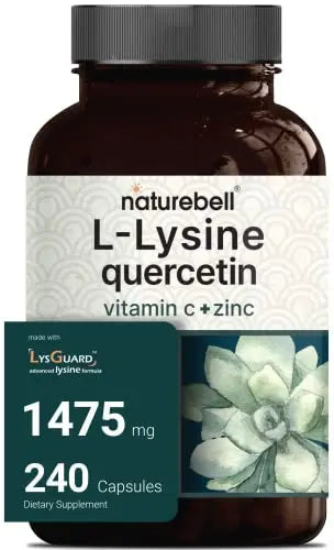 NatureBell L-Lysine 1000mg + Quercetin 250mg Supplement, 240 Capsules, Free Form NatureBell Au supplements