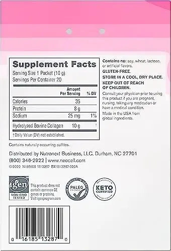 NeoCell Super Collagen Peptides, 10 g Collagen/Single-Serve Packet; Keto Certified NeoCell Au supplements