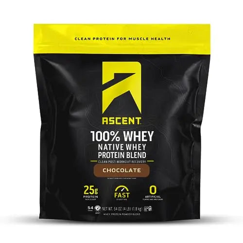 Ascent 100% Whey Protein Powder - Post Workout Whey Protein Isolate, Zero Artificial Flavors & Sweeteners Ascent Au supplements