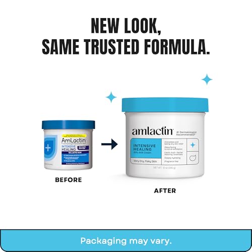 AmLactin Intensive Healing - Therapeutic Body Cream for Extremely Dry Skin - No-Scrub Exfoliator and Body Moisturizer Cream