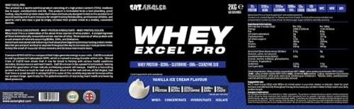 Out Angled Whey Excel Pro Whey Protein Powder Vanilla Flavour, 2kg, 66 Servings, High Protein Powder OUT ANGLED Au supplements
