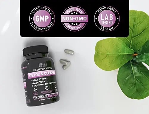 Véla Colon Cleanse & Liver Detox Formula Cleanse - 22 Herbs with Milk Thistle, Turmeric Véla Au supplements