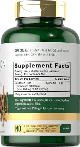 Carlyle Dandelion Root Capsules 1800mg | 300 Count | Non-GMO, Gluten Free Carlyle Au supplements