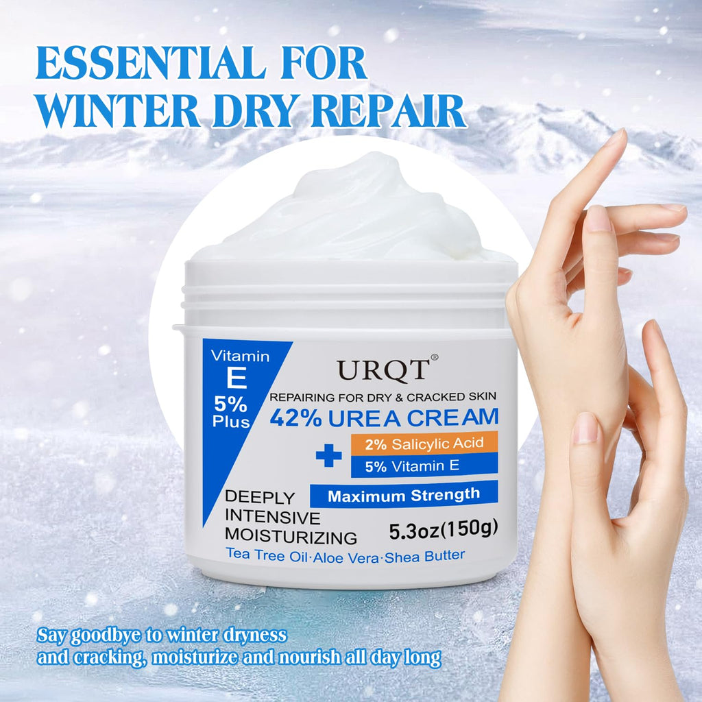 42% Urea Cream for Dry & Cracked Skin - Foot & Hand Cream with 2% Salicylic Acid, 5% Vitamin E, Tea Tree Oil, Aloe Vera, Shea Butter - Moisturizer & Skin Repair Cream for Feet Maximum Strength - Maple Wellness Supplements