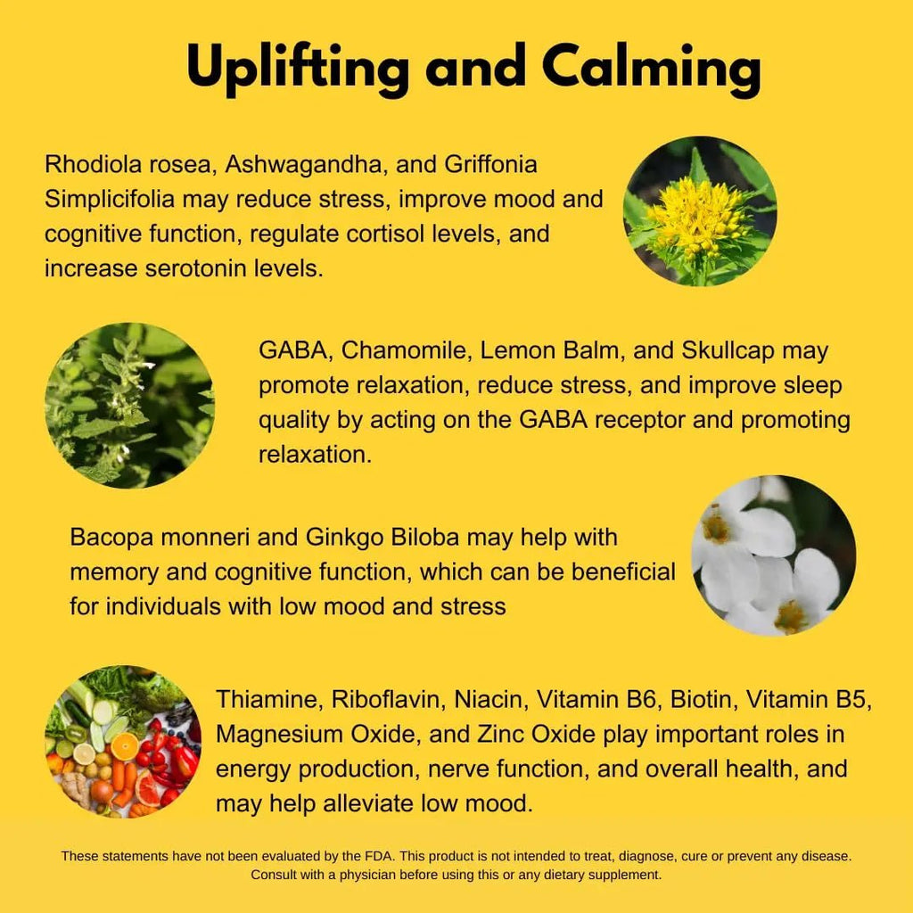 4BETTERMOOD Positivity & Stamina Capsule (30ct) Premium Mood Supplement - Enhance Mood & Promote Emotional Balance - Rhodiola, L-Theanine. Bocopa monnnieri, Velvet Bean, Skull Cap & Ashwaganda. - TrustMedUSA
