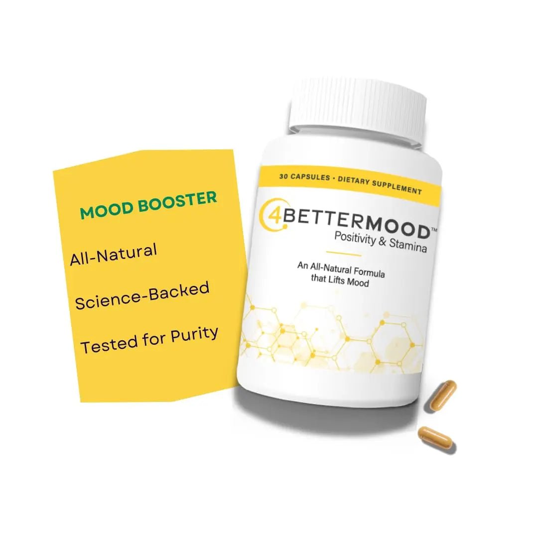 4BETTERMOOD Positivity & Stamina Capsule (30ct) Premium Mood Supplement - Enhance Mood & Promote Emotional Balance - Rhodiola, L-Theanine. Bocopa monnnieri, Velvet Bean, Skull Cap & Ashwaganda. - TrustMedUSA