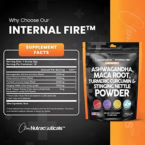4in1 Ashwagandha Maca Root Powder Supplement with Turmeric Stinging - TrustMedUSA