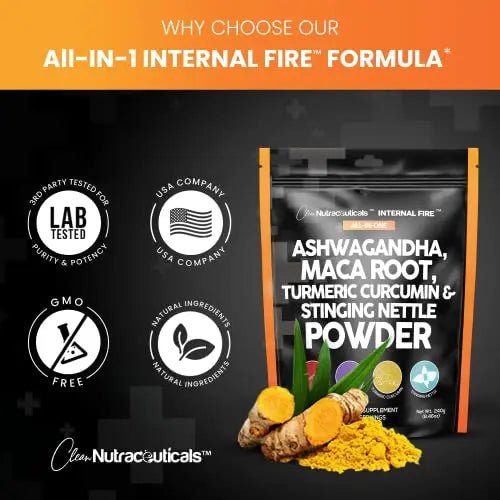 4in1 Ashwagandha Maca Root Powder Supplement with Turmeric Stinging - TrustMedUSA