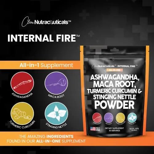 4in1 Ashwagandha Maca Root Powder Supplement with Turmeric Stinging - TrustMedUSA