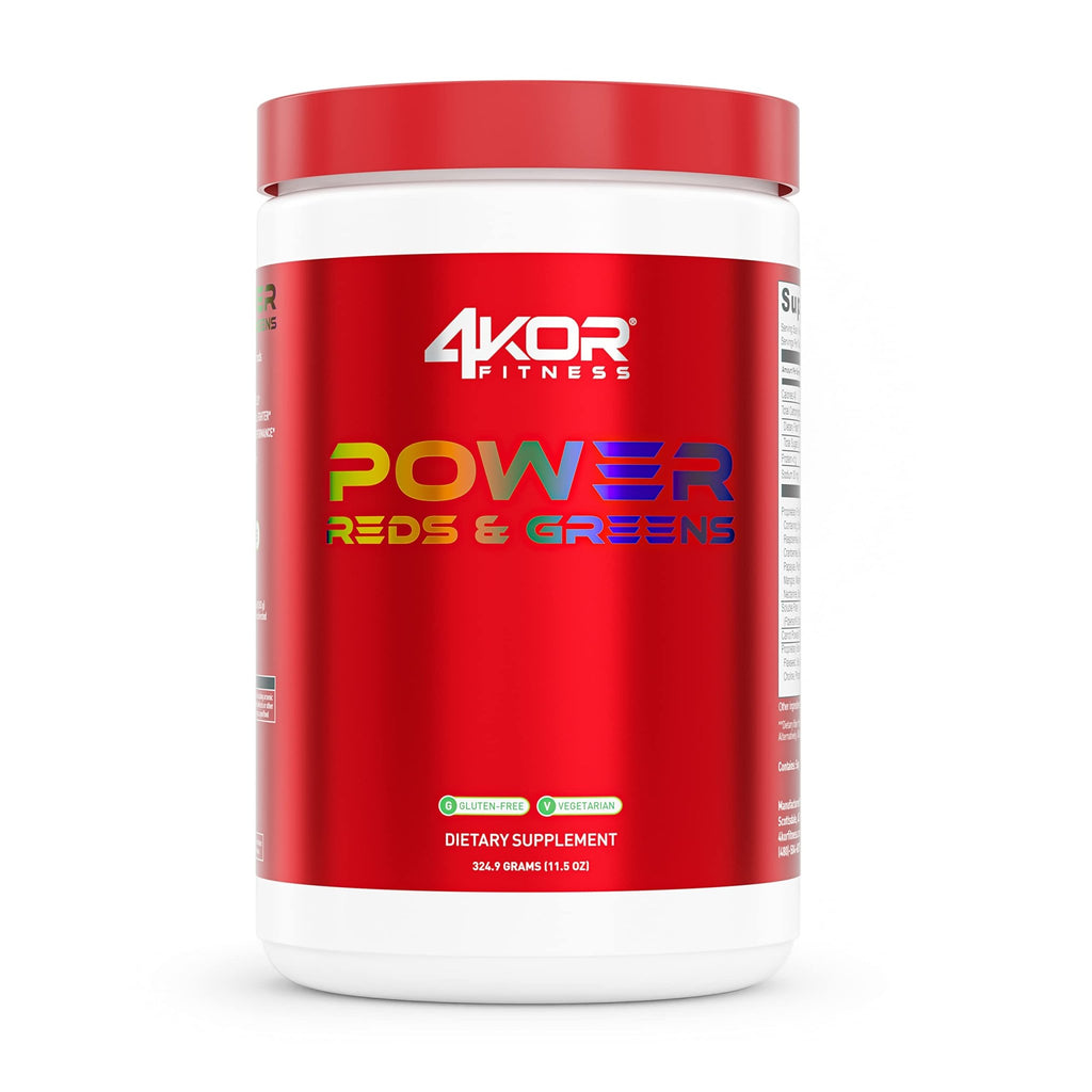 4KOR Fitness Power Reds & Greens: an Energizing Greens Drink Made up of Antioxidant-Rich Superfoods, Gluten-Free and Vegetarian, 30 Servings (1 Bottle) - TrustMedUSA