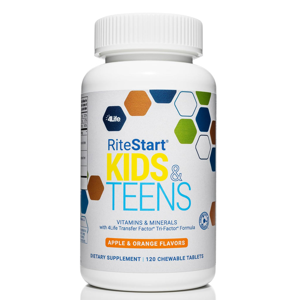 4Life RiteStart Kids and Teens- Apple, Orange Flavors, 22 Essential Vitamins, Minerals, Immune System and Brain Support Ages 2+ - 120 Chewable Tablets - TrustMedUSA