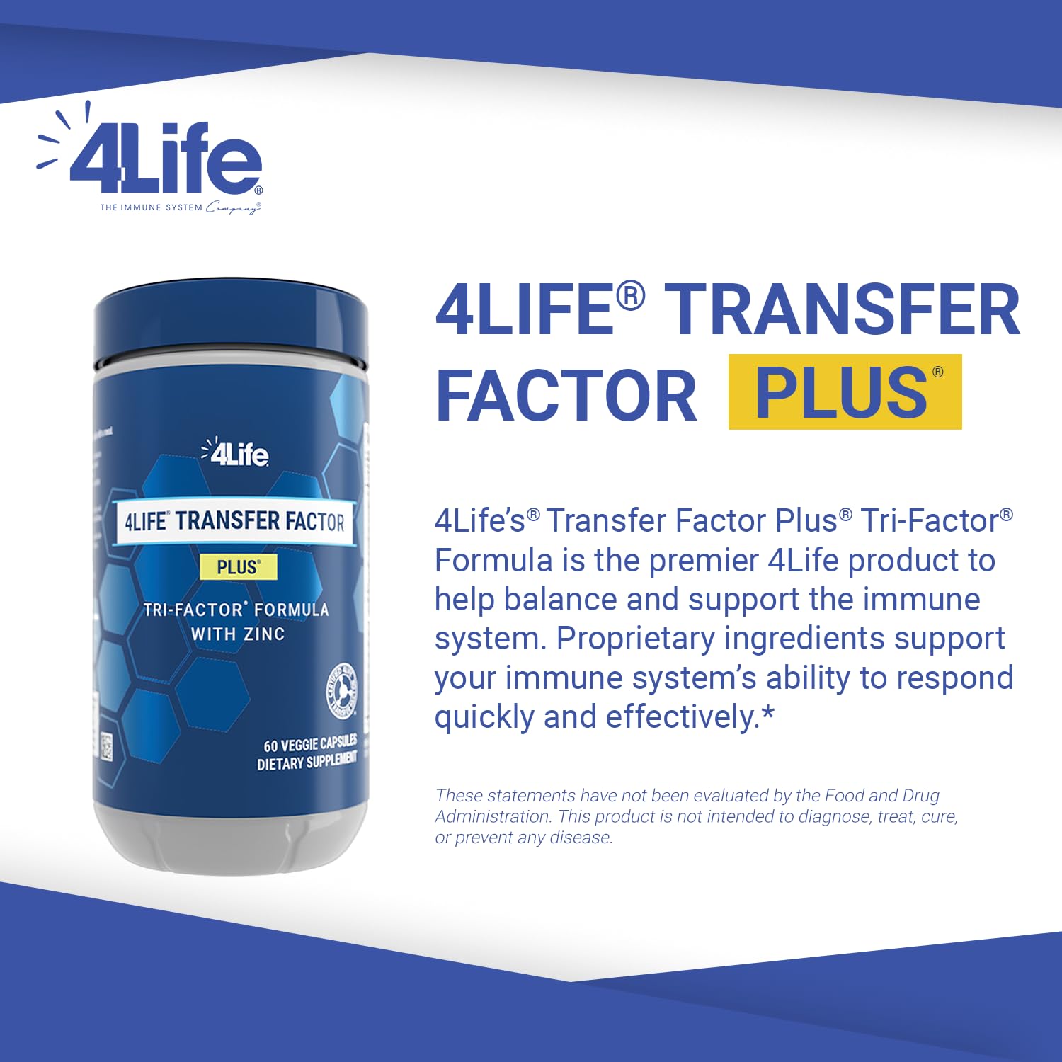 4Life Transfer Factor Plus - Support with Zinc, Super Mushroom Blend (Maitake, Shiitake, Agaricus), and Colostrum & Egg Yolk Extracts - 60 Capsules - TrustMedUSA