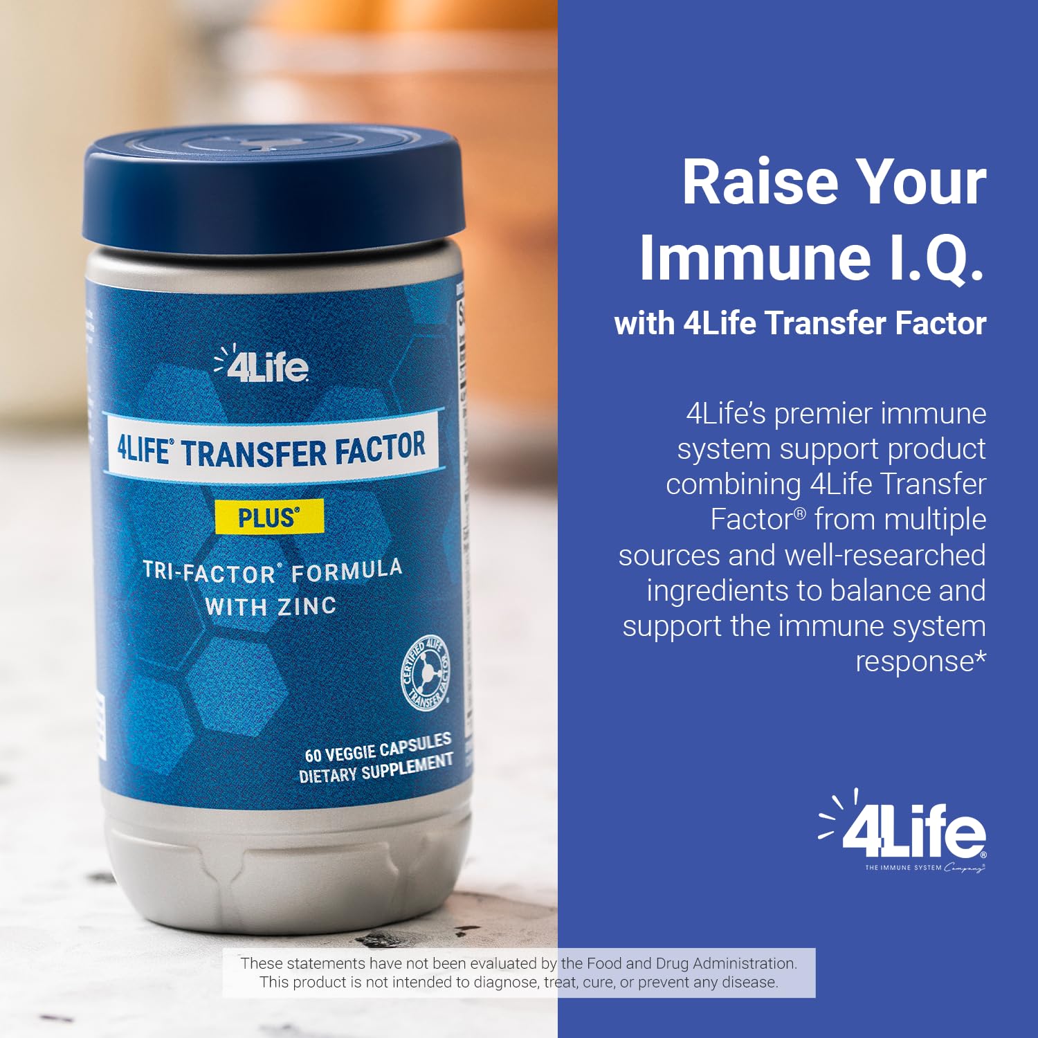 4Life Transfer Factor Plus - Support with Zinc, Super Mushroom Blend (Maitake, Shiitake, Agaricus), and Colostrum & Egg Yolk Extracts - 60 Capsules - TrustMedUSA