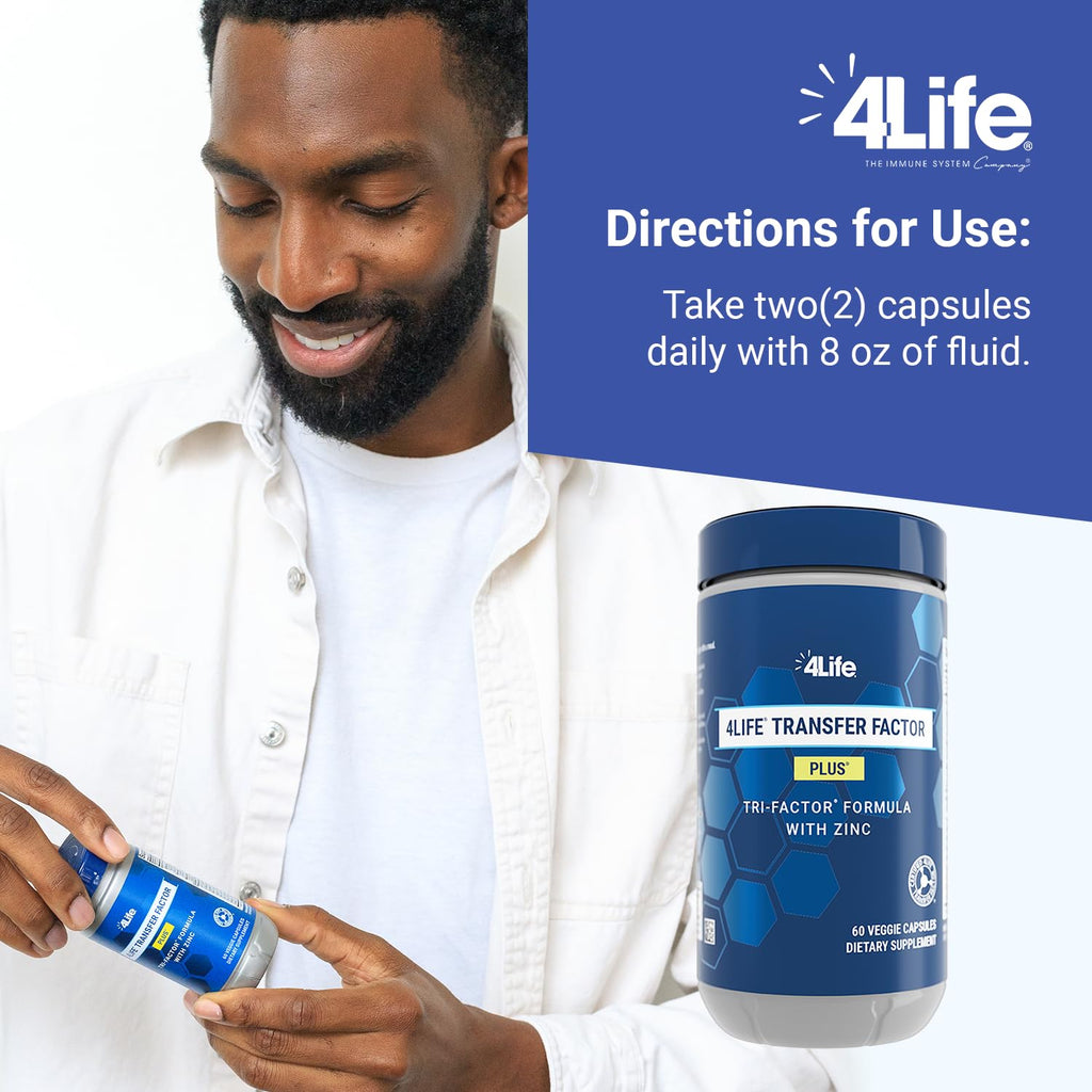 4Life Transfer Factor Plus - Support with Zinc, Super Mushroom Blend (Maitake, Shiitake, Agaricus), and Colostrum & Egg Yolk Extracts - 60 Capsules - TrustMedUSA