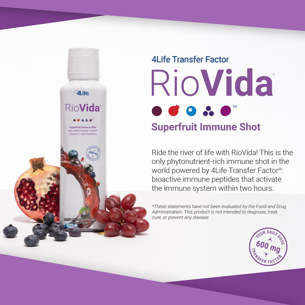 4Life Transfer Factor RioVida Tri-Factor Formula - Liquid Immune and Health Support with Vitamin C, Elderberry, Aronia Berry, Macqui, Blueberry, and Acai - Single Pack - TrustMedUSA