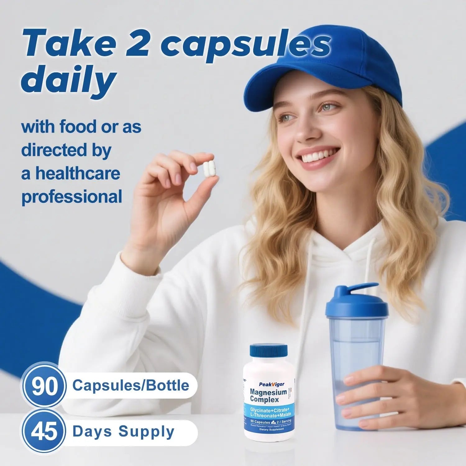 5 in 1 Magnesium Complex, 976mg Complex with Magnesium Glycinate, Citrate, Malate & L-Threonate, Vitamin B6 for High Absorption, Third Party Tested, Gluten-Free, Easy-Swallow Vegan Capsule - TrustMedUSA