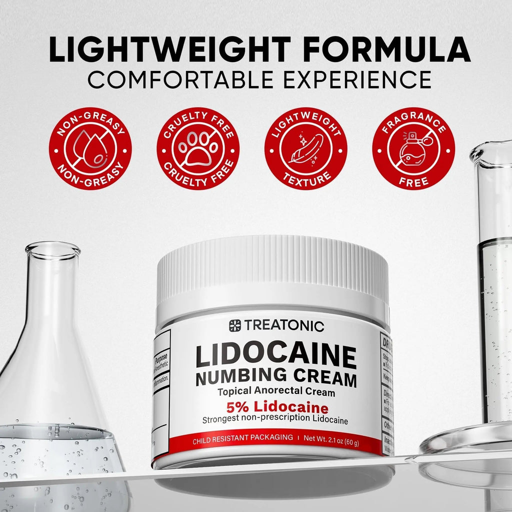 5% Lidocaine Topical Numbing Cream: Maximum Strength Topical Anesthetic Numb Cream for Pain Relief, Itching, Burning, Soreness, Hemorrhoid - Fast Acting & Long Lasting Numbing Formulation - 2.1 oz - TrustMedUSA