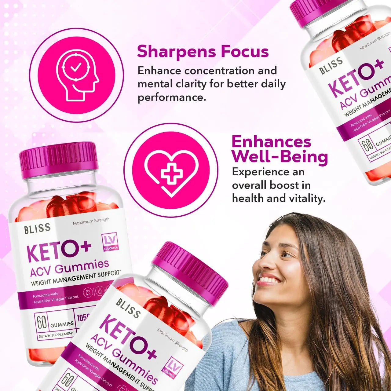5 Pack - Bliss Keto ACV Gummies Advanced Weight Loss, Bliss ACV Active Gummies - TrustMedUSA