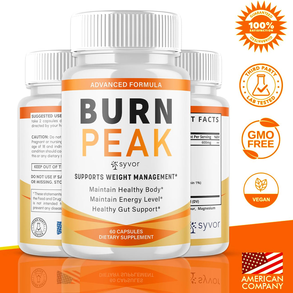 (5 Pack) Burn Peak Capsules, Official Burnpeak Pink Salt Pills with All Natural Ingredients, Advanced Health and Wellness Supplement with Premium Vitamins for Active Lifestyle Support (300 Capsules) - TrustMedUSA