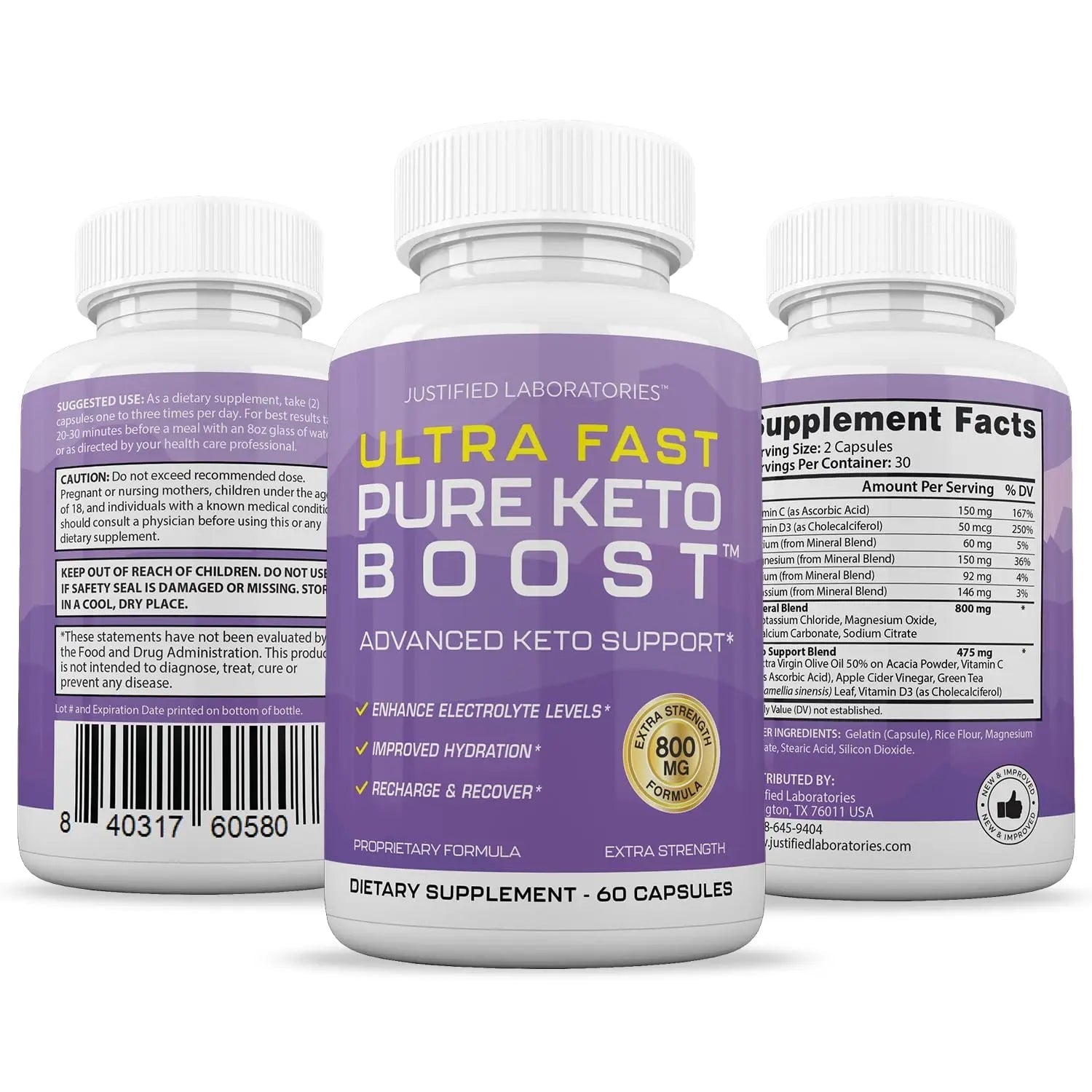 (5 Pack) Ultra Fast Pure Keto Boost Pills 1275MG New & Improved Formula Contains Apple - TrustMedUSA